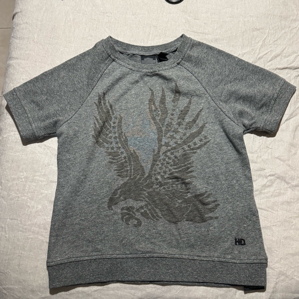 Vintage Harley-Davidson Women’s Eagle Graphic Raglan Short Sleeve Top Gray Sz S